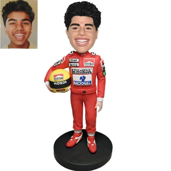 Racing car driver bobblehead