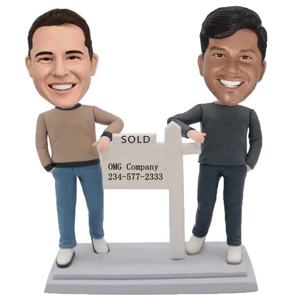 Two Men Realtor Bobbleheads real estate customized