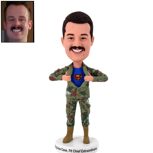 Custom personalized military bobblehead in camo superman