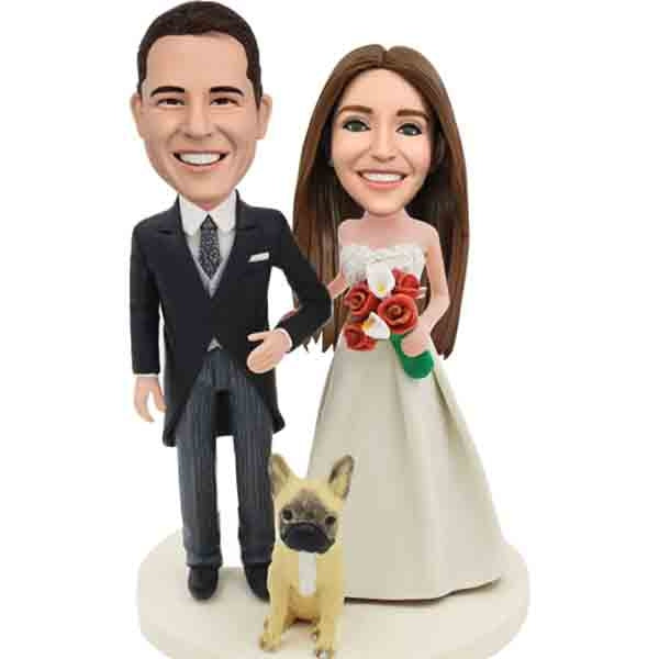 Personalized Wedding bobbleheads with dog