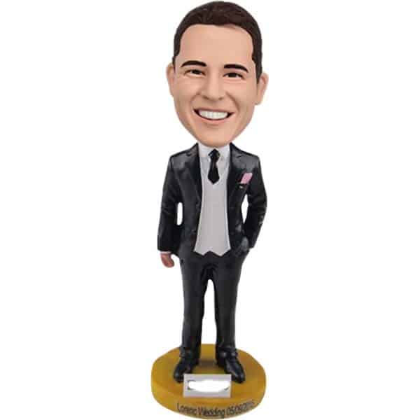 groomsman bobblehead doll in tuxedo