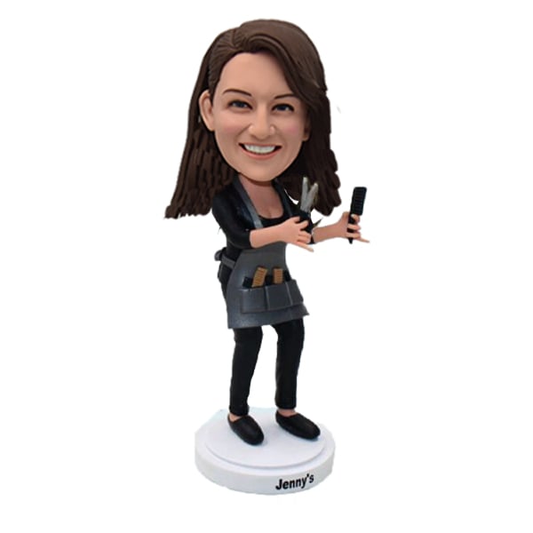 Hairdresser bobblehead custom stylist