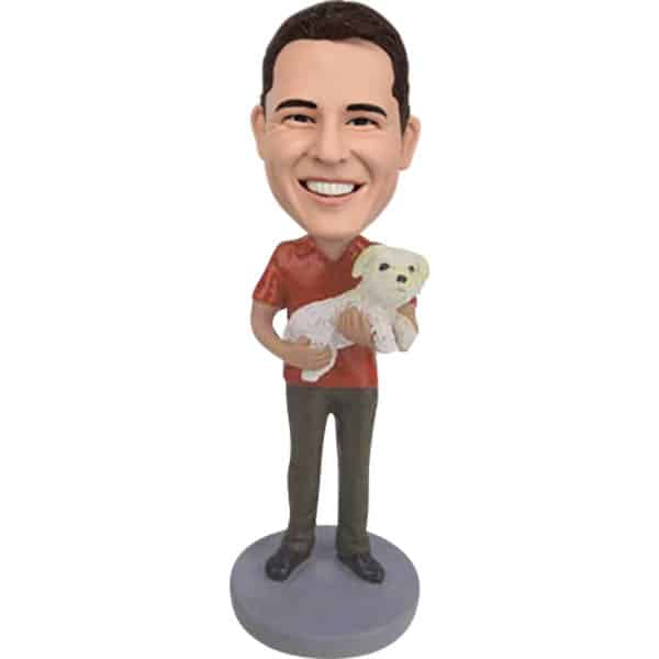 Custom Bobblehead man with his puppy