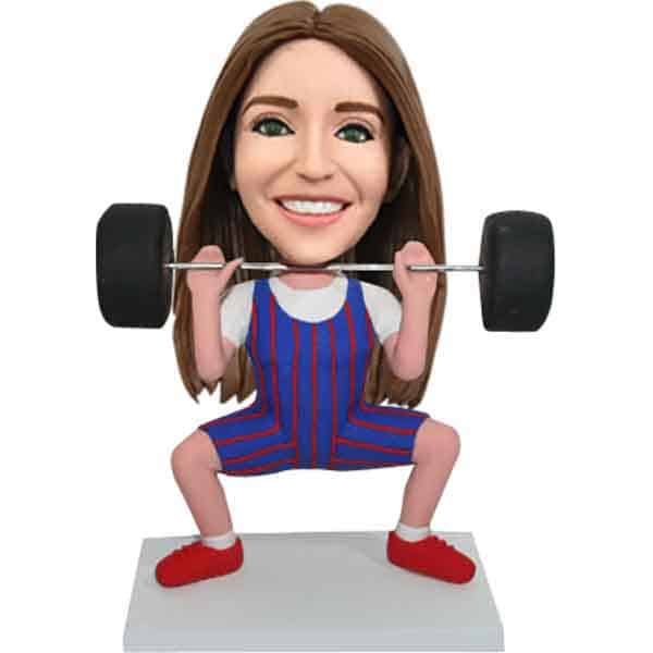 Personalized bobblehead female weightlifting powerlifting