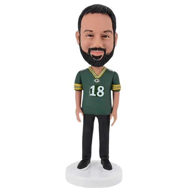 Custom Bobble Head with Green Bay Packers jersey