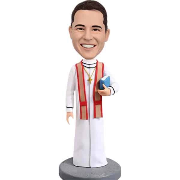 Custom Bobbleheads for pastor or priest with bible