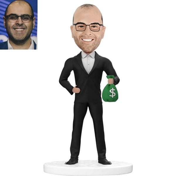 Bussiness Bobblehead holding money bag