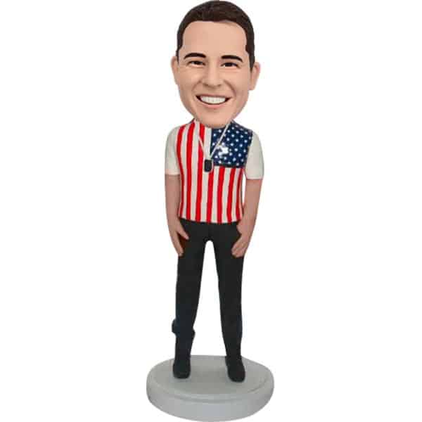 Custom bobbleheads in American flag shirt