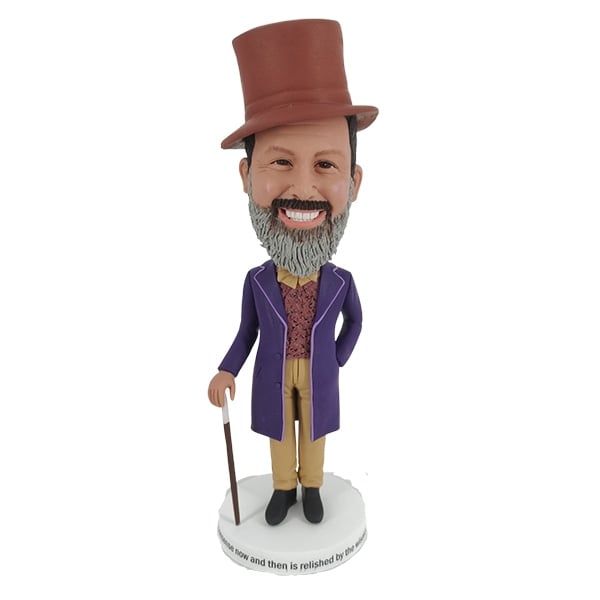 Victorian Gentleman Bobblehead custom with cane and top hat