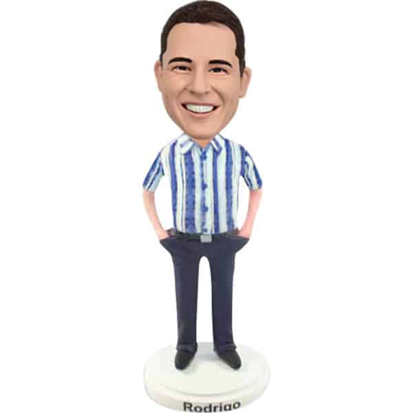 Custom Bobblehead with striped shirt