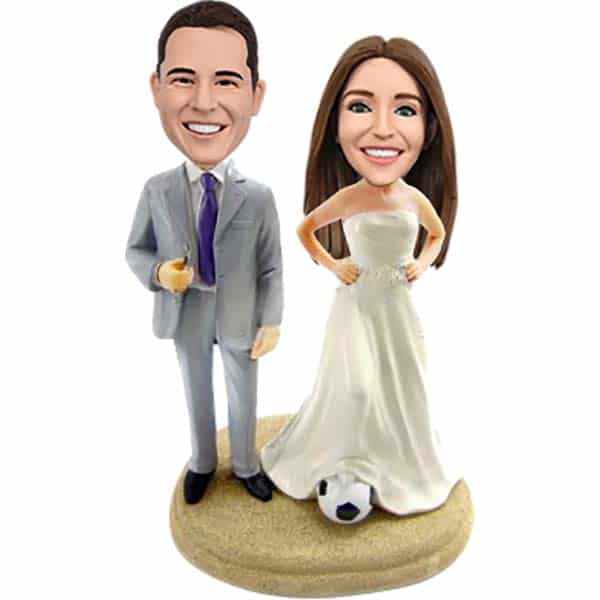 Custom Bobbleheads Wedding Football