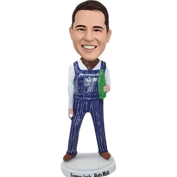 Personalized Bobblehead Famer with beer