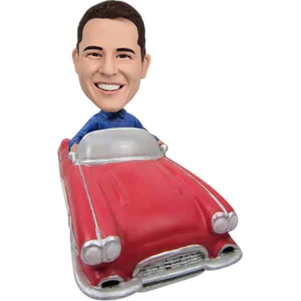 Custom Resin Bobblehead with Man in Car automobile