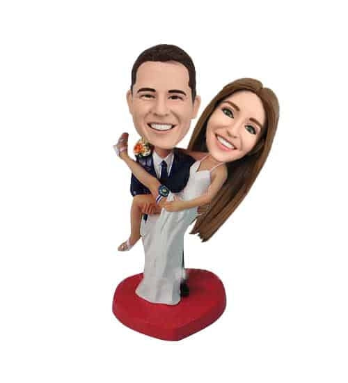 Personalized wedding cake topper groom carrying bride