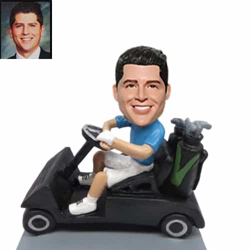 Custom bobblehead in golf cart