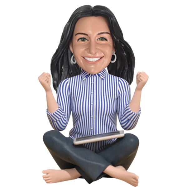 Custom Bobble Head sitting with book/iphone