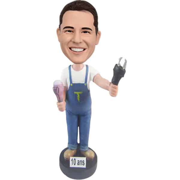 Custom handyman and repairman bobbleheads with Plug