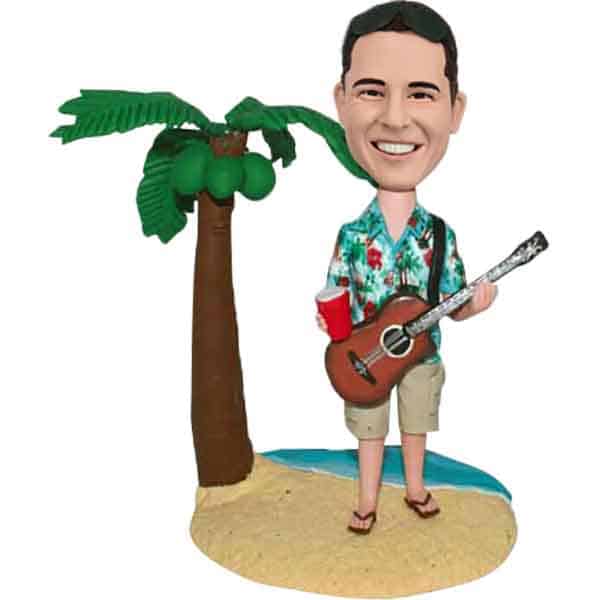 Custom Bobbleheads Guitar player with palm tree