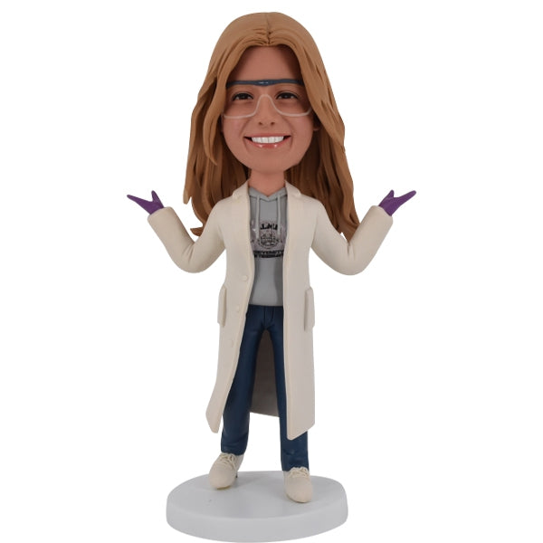 Custom Bobblehead in white lab coat