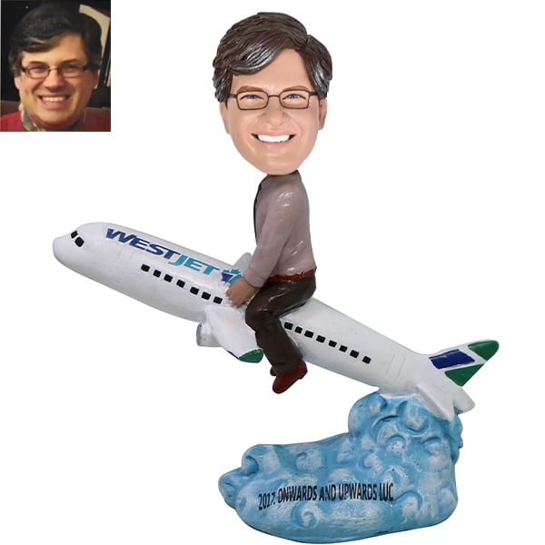 Custom Travel Bobblehead on Airplane