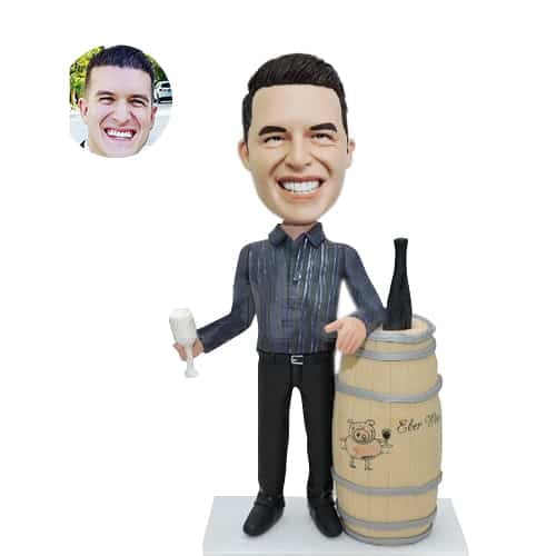 Personalized bobblehead with beer barrel