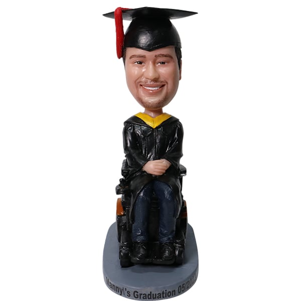 Graduation Bobblehead in Wheelchair Graduate handicap