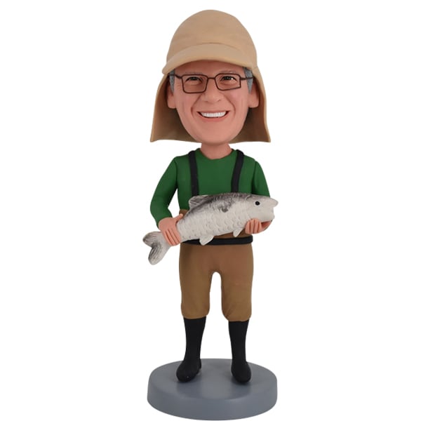 Fishing Fishman Custom Bobble Head with hat