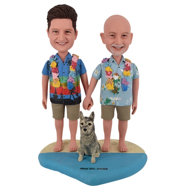 Same sex gay wedding bobbleheads cake toppers