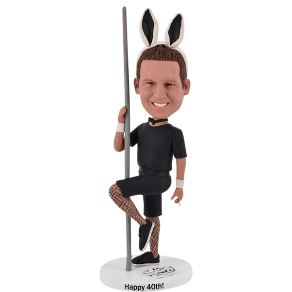 Pole Dance Bobblehead with Cigar and Rabbit ears