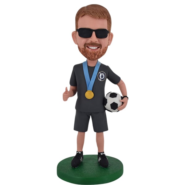 Custom Football Bobblehead custom with sunglasses and medal