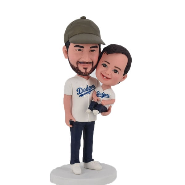 Custom Bobbleheads baby and daddy dodgers themed