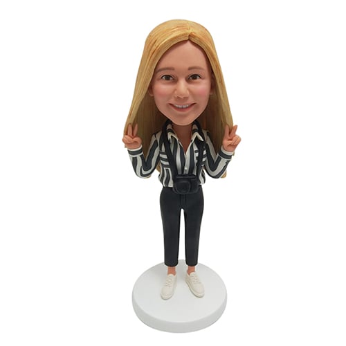 Custom photographer bobblehead with camera