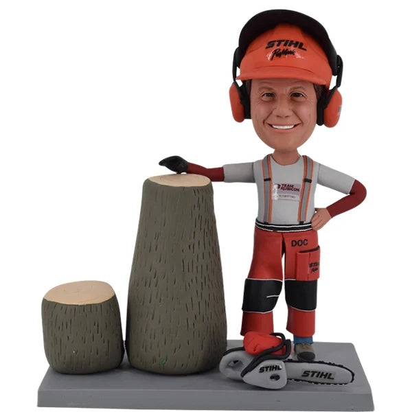 Custom Lumberjack Bobblehead Logger Woodsman Timber worker tree cutter