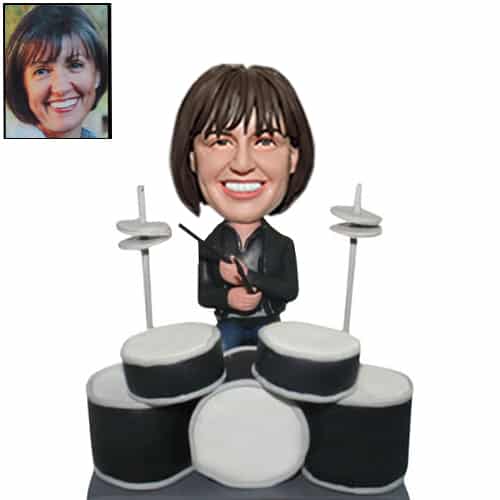 Custom female bobblehead Drummer Rock Band