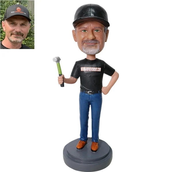 Engineer Bobblehead Custom from Picture with Hammer