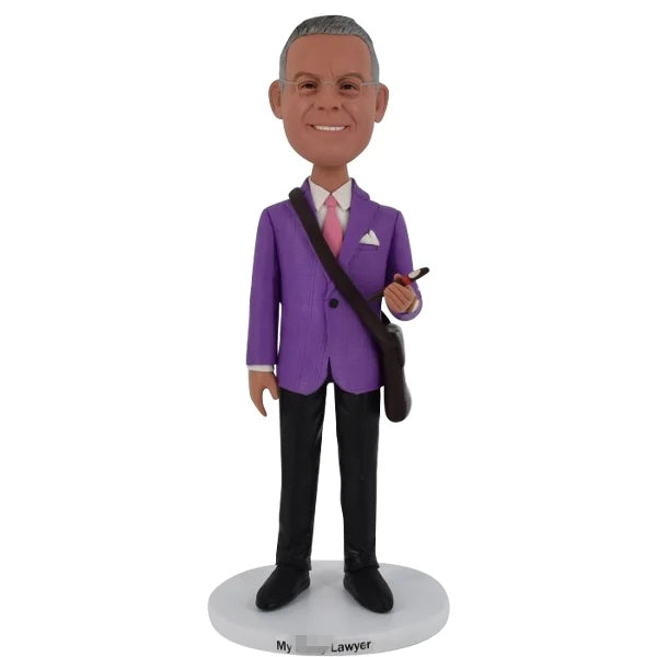 Casual Lawyer Bobblehead Personalized with bag and cigar