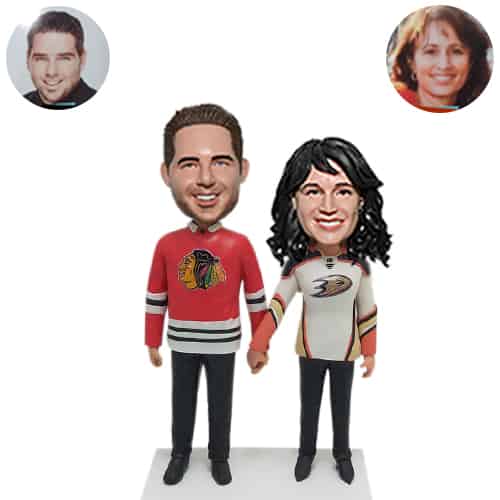 Custom Hockey couple bobbleheads