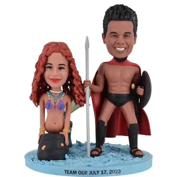 Couple Gladiator and Mermaid Bobblehead