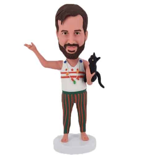 Custom Bobble head with cat kitten on shoulder