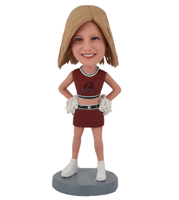 Bobblehead custom cheerleader with pom-poms