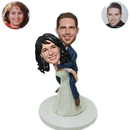 Custom bride carrying groom cake topper bobble