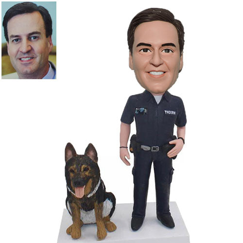 Custom police bobblehead with his dog