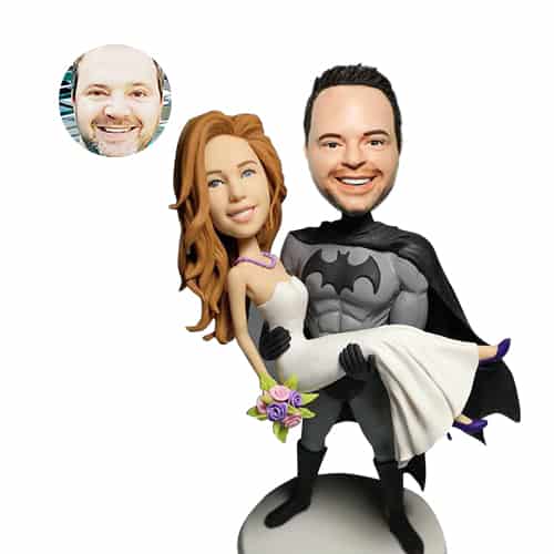 Custom wedding bobbleheads cake topper batman