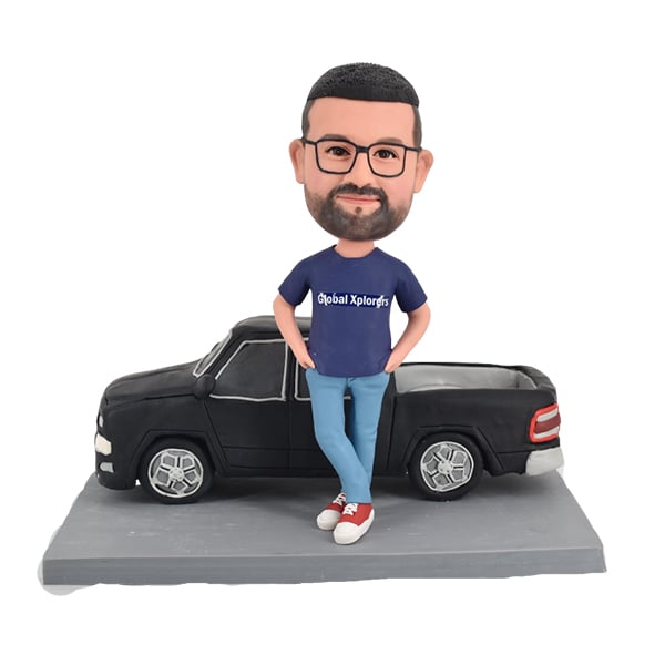 Custom male bobblehead before Truck