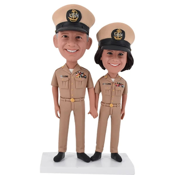 Navy Couple Bobblehead Custom