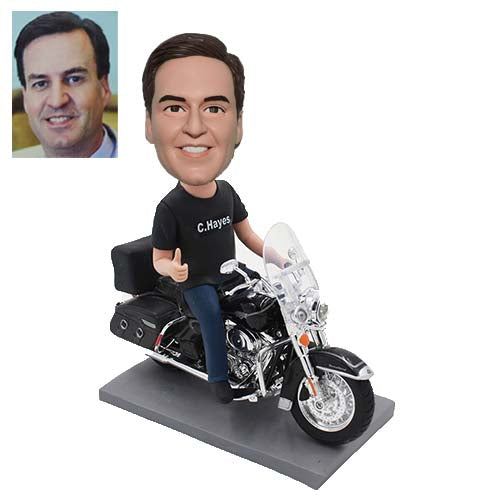 Custom bobbleheads Dad on Harley Davidson motorbike motorcycle