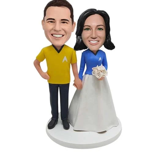 Custom Star Trek themed wedding bobbleheads