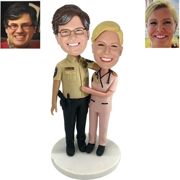 Couple Bobblehead Nurse and Police