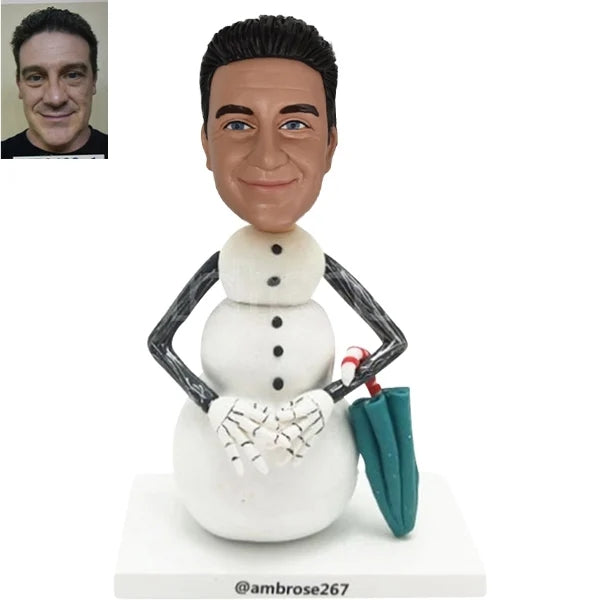 Snowman Bobblehead with real face