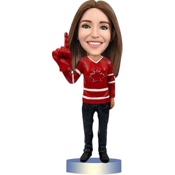 Bobblehead custom with number 1 foam hand